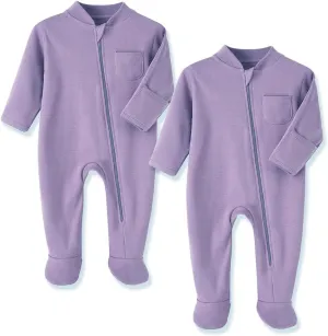 Eleven's Kingdom Baby Kids Sleep and Play,Baby Cotton Pajamas with Mitten Cuffs, 2 Way Zipper Footed Sleeper 0-12 Month