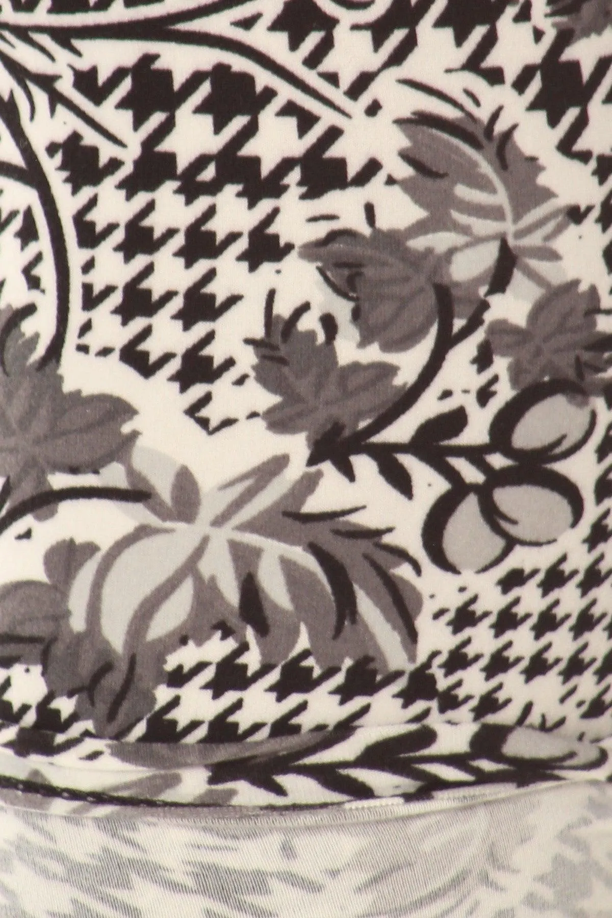 Floral With Hounds Tooth Printed Knit Legging
