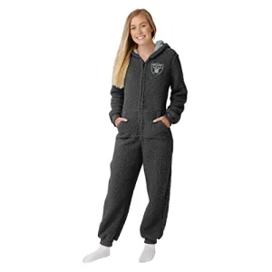 FOCO Las Vegas Raiders NFL Womens Sherpa One Piece Pajamas - S Team Color
