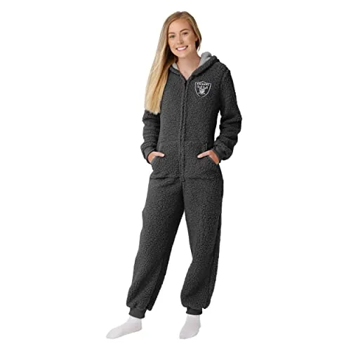 FOCO Las Vegas Raiders NFL Womens Sherpa One Piece Pajamas - S Team Color