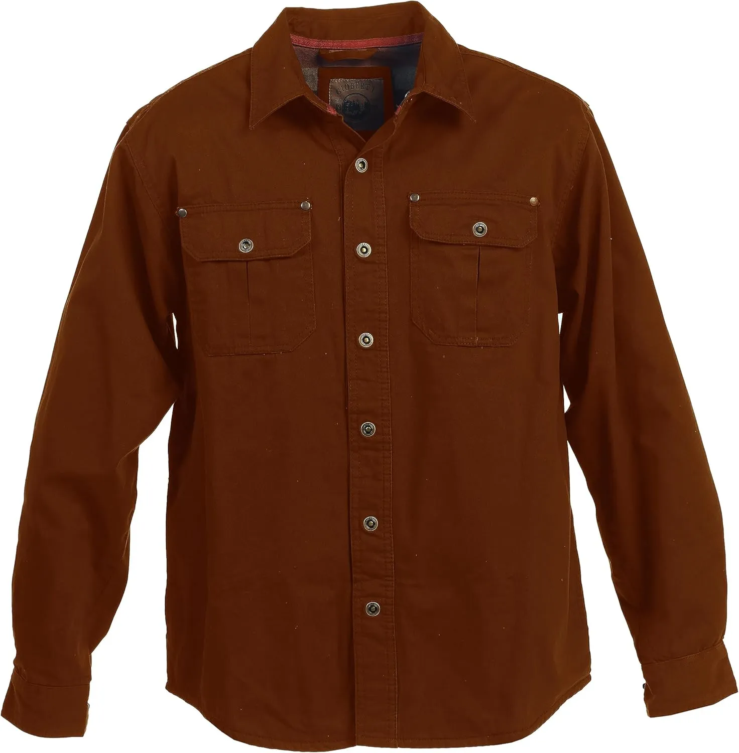 Gioberti Men's 100% Cotton Brushed and Soft Twill Shirt Jacket with Flannel Lining