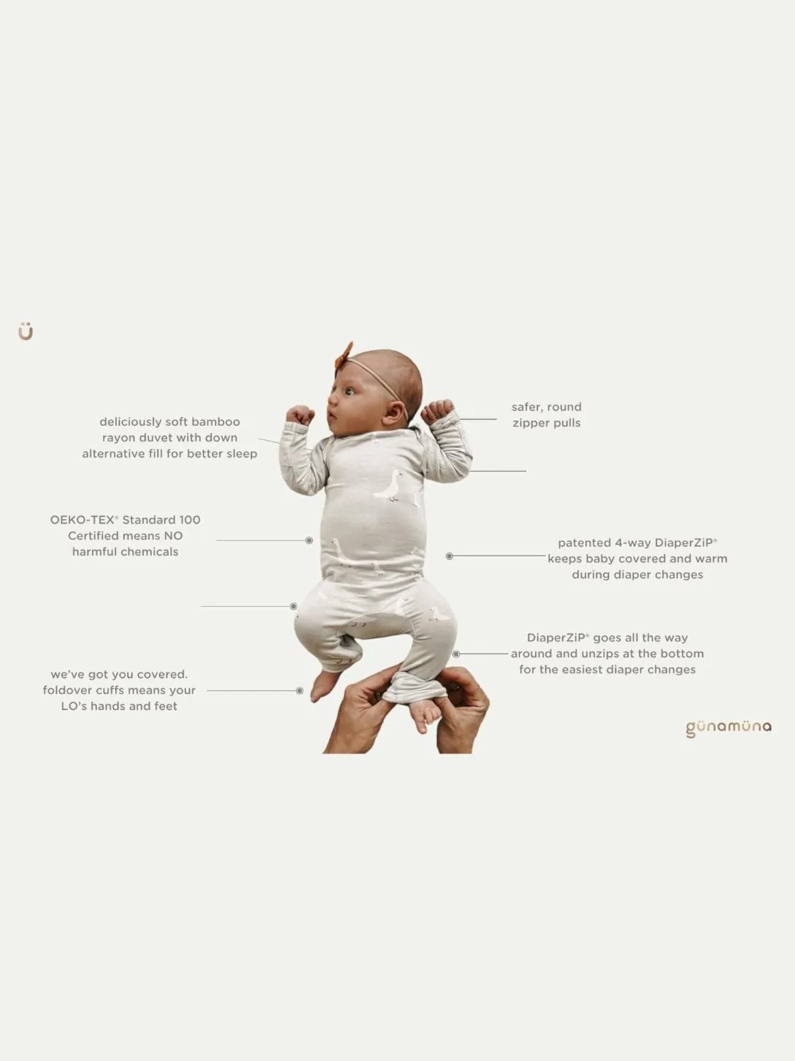 GUNAMUNA Unisex Baby, Toddler Ultra-Soft Convertible Pajama, Footie Romper Sleeper with Diaper Zipper for Easy Changing