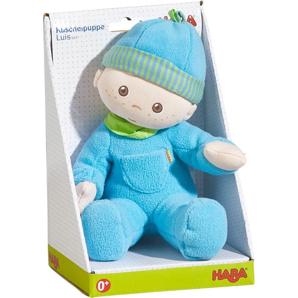 HABA Snug-up Doll Luis 8" First Boy Baby Doll - Machine Washable for Ages Birth and Up