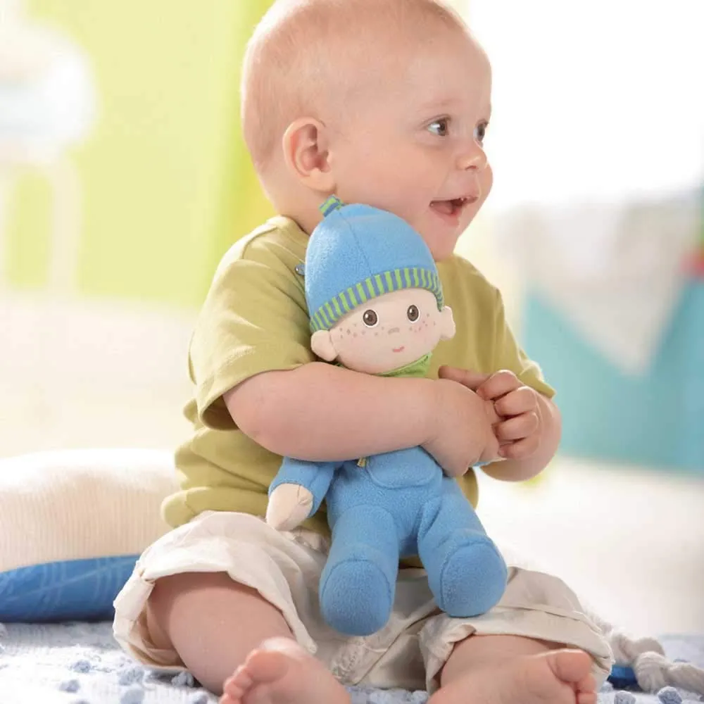 HABA Snug-up Doll Luis 8" First Boy Baby Doll - Machine Washable for Ages Birth and Up