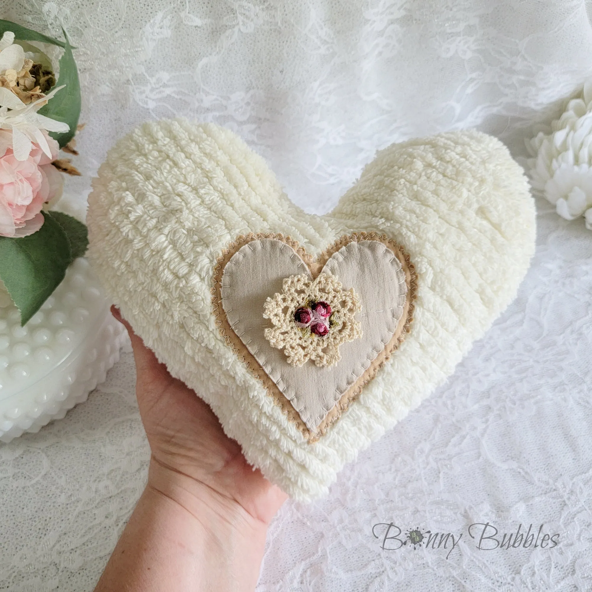 HEART, Chenille Small Pillow