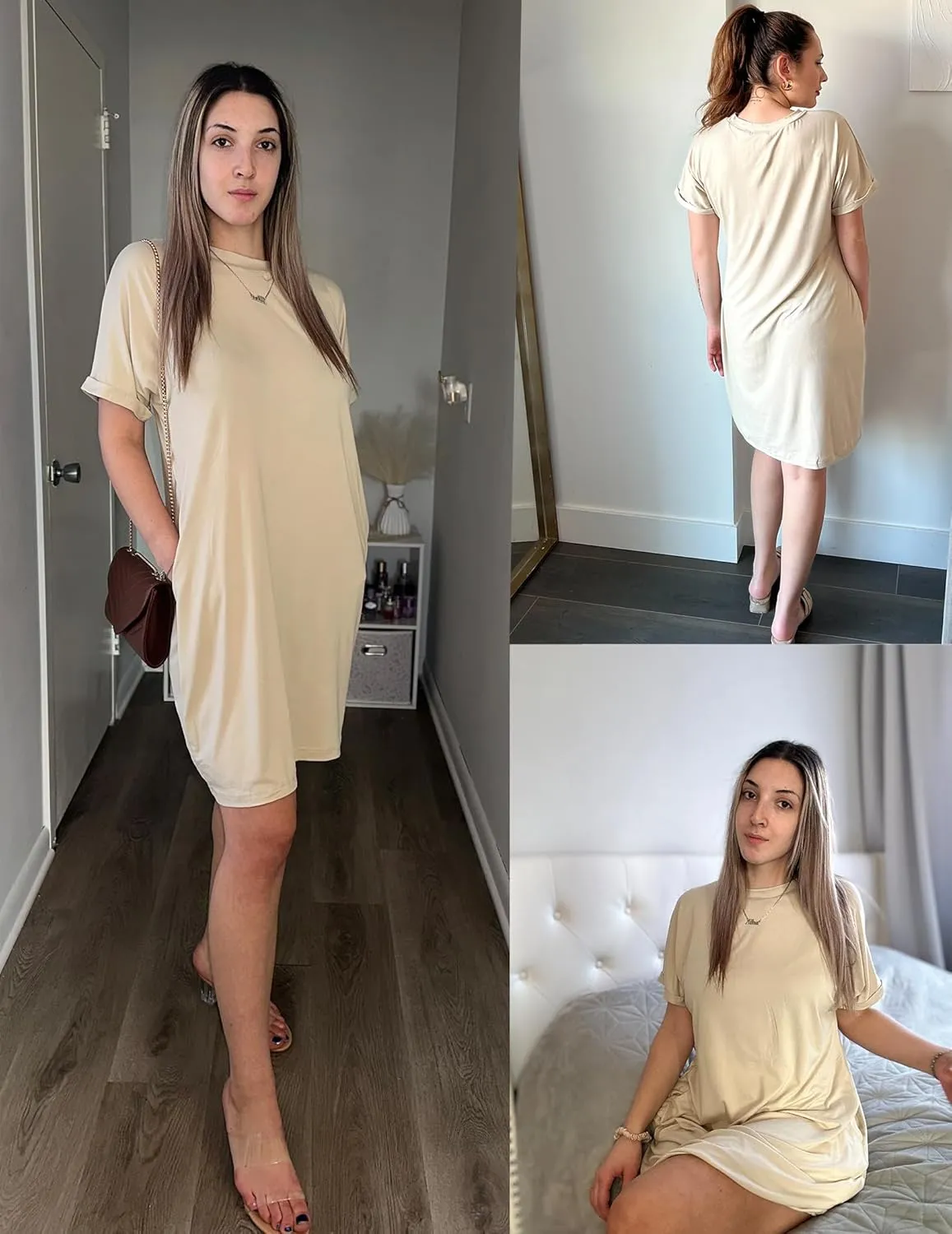 HOTOUCH Womens Super Soft T Shirt Dress Short Sleeve Casual Summer Tunic Dresses Loose Baggy House Dress