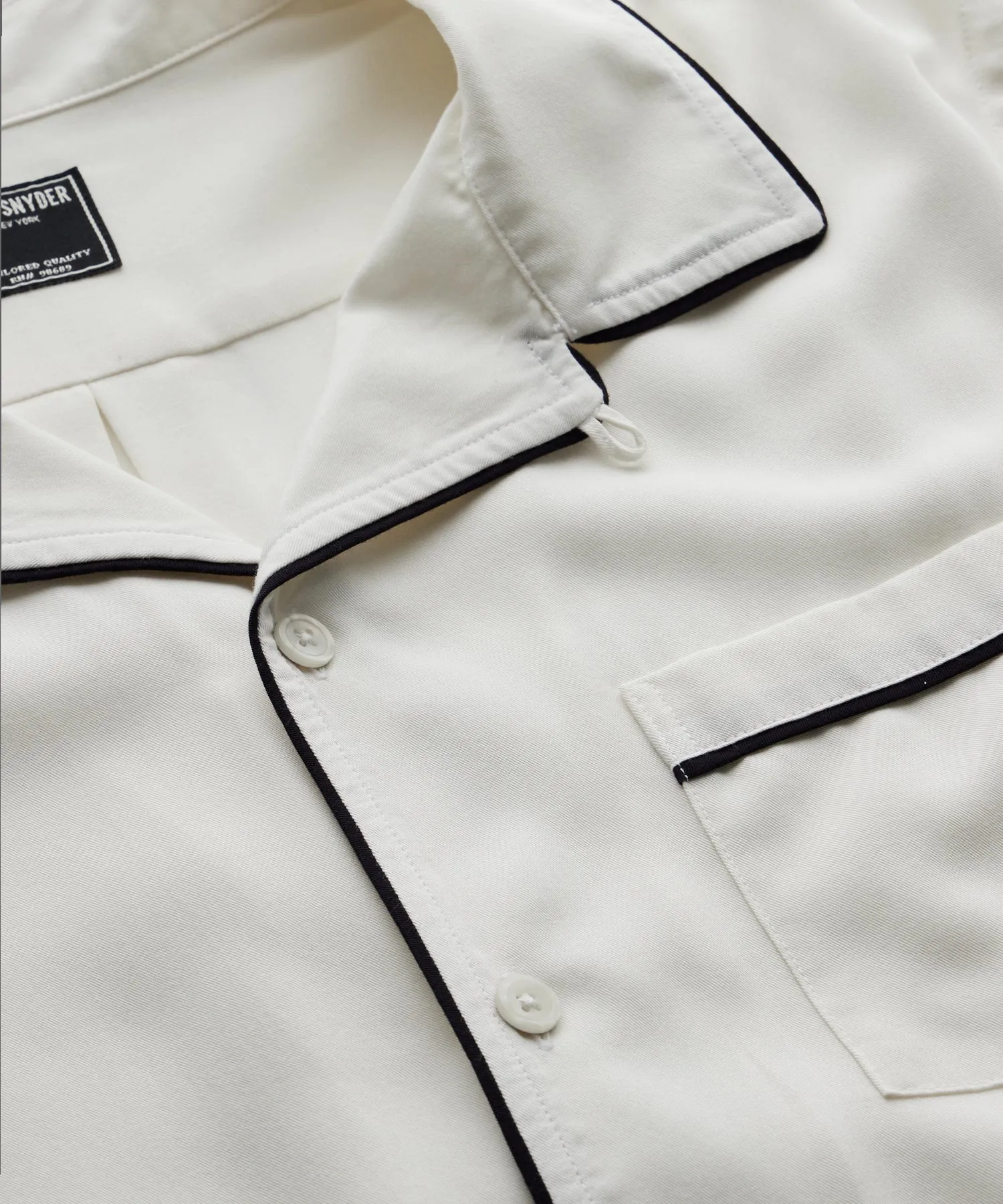 Japanese Tipped Rayon Lounge Shirt in White