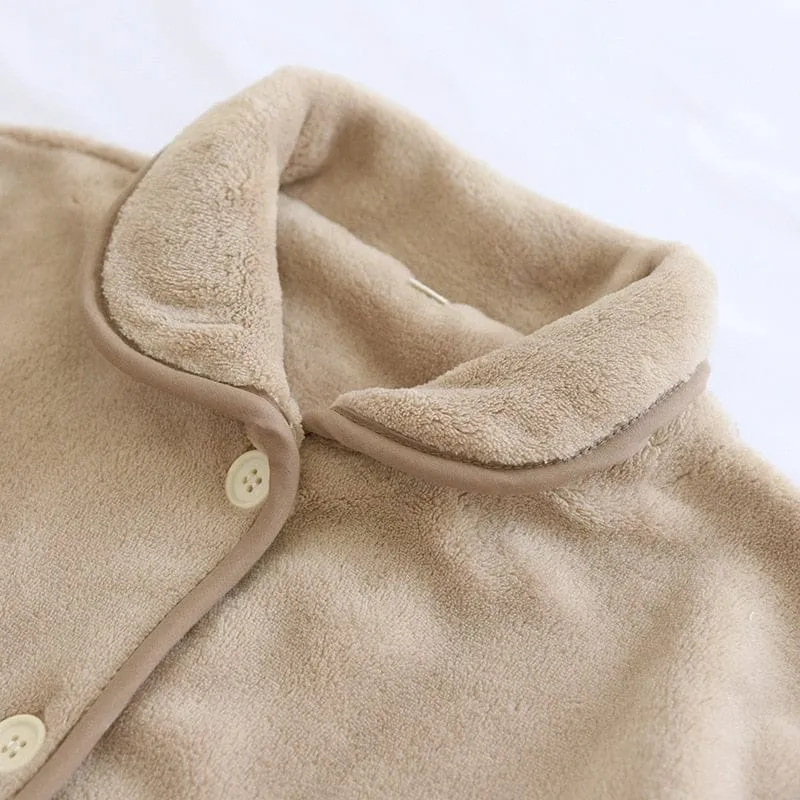 Kawaii Bear Plush Coffee Flannel Pyjamas