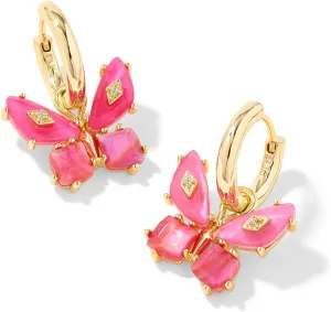 Kendra Scott Bianca Butterfly Huggie Earrings, 14K Gold-Plated Brass, Fashion Jewelry for Women, Pink Mix