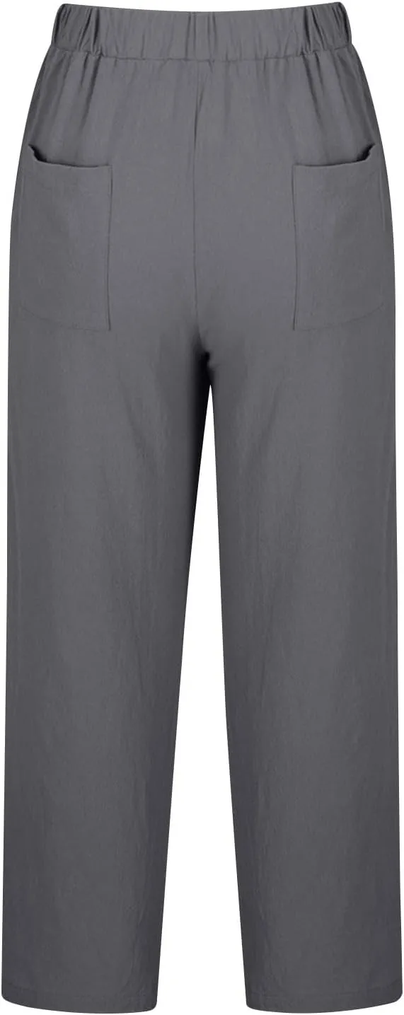 Liene Pants for Women,Womens Casual Summer 2025 Drawstring Elastic High Waist Pant Comfy Woman Trousers