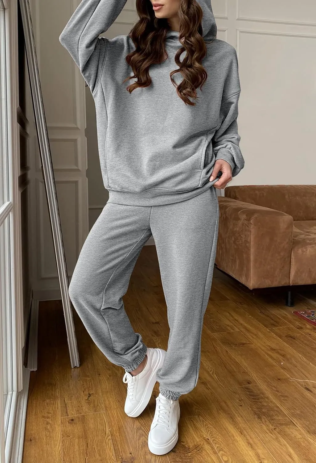 Linsery Women Hoodies Sweatsuit Long Sleeve Hooded Matching Joggers Sweatpants 2 Piece Tracksuit Sets