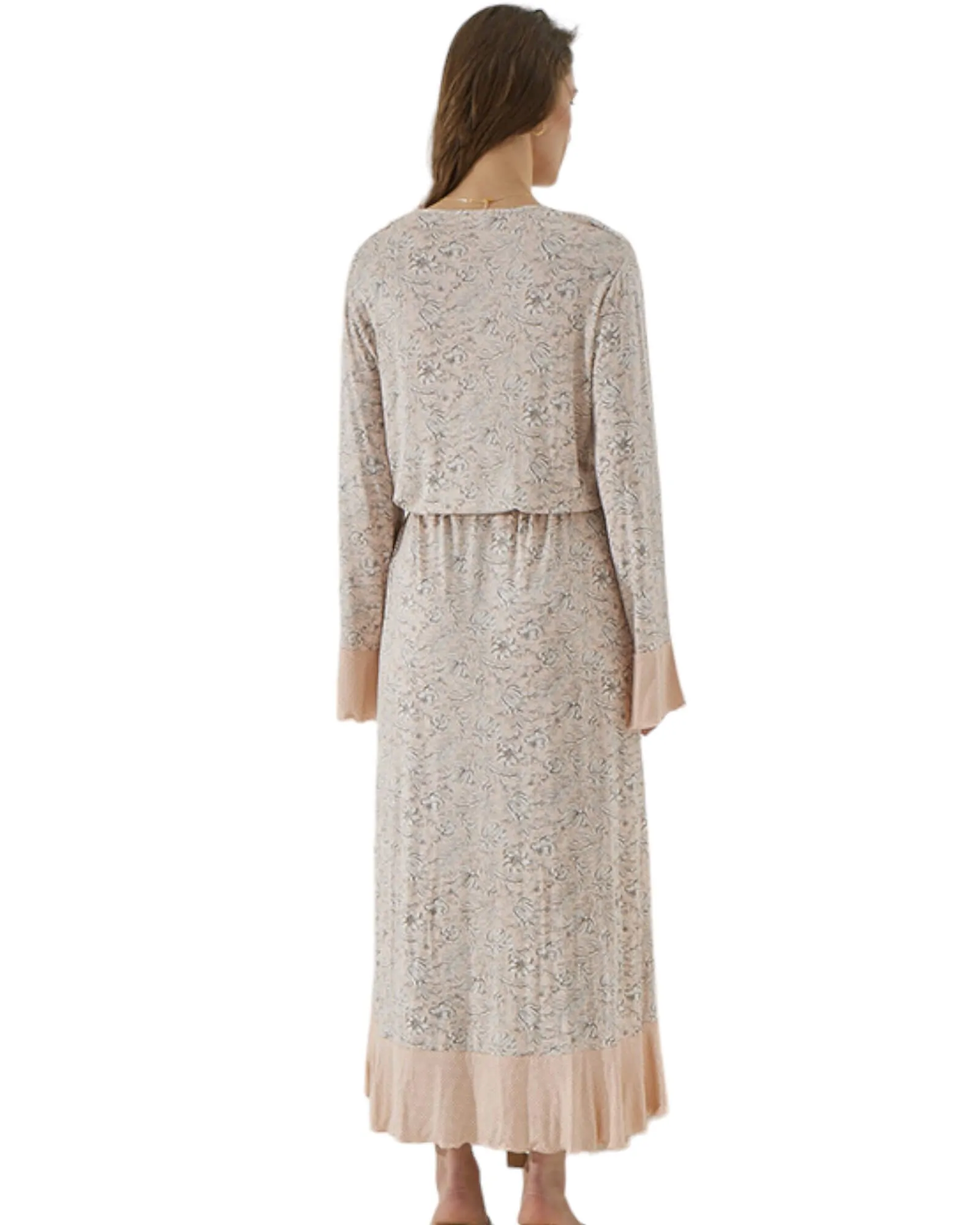 Long Sleeve Printed Sleepwear Dress