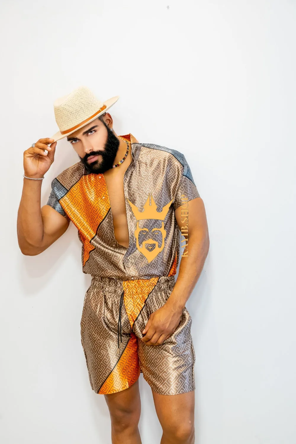 Men's apparel : Silk shirt Set - Elevate Your Style with Le Barroco Print - Perfect for Couples and Special Occasions