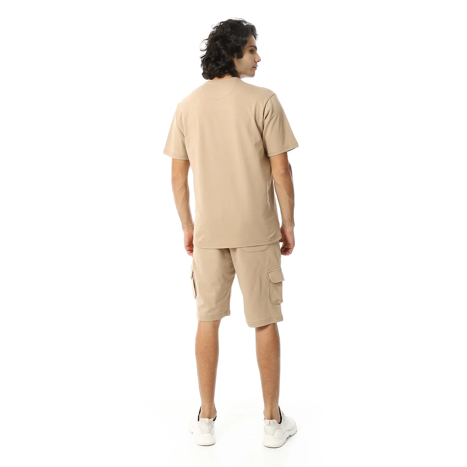 Men's pajama set with printed - Beige