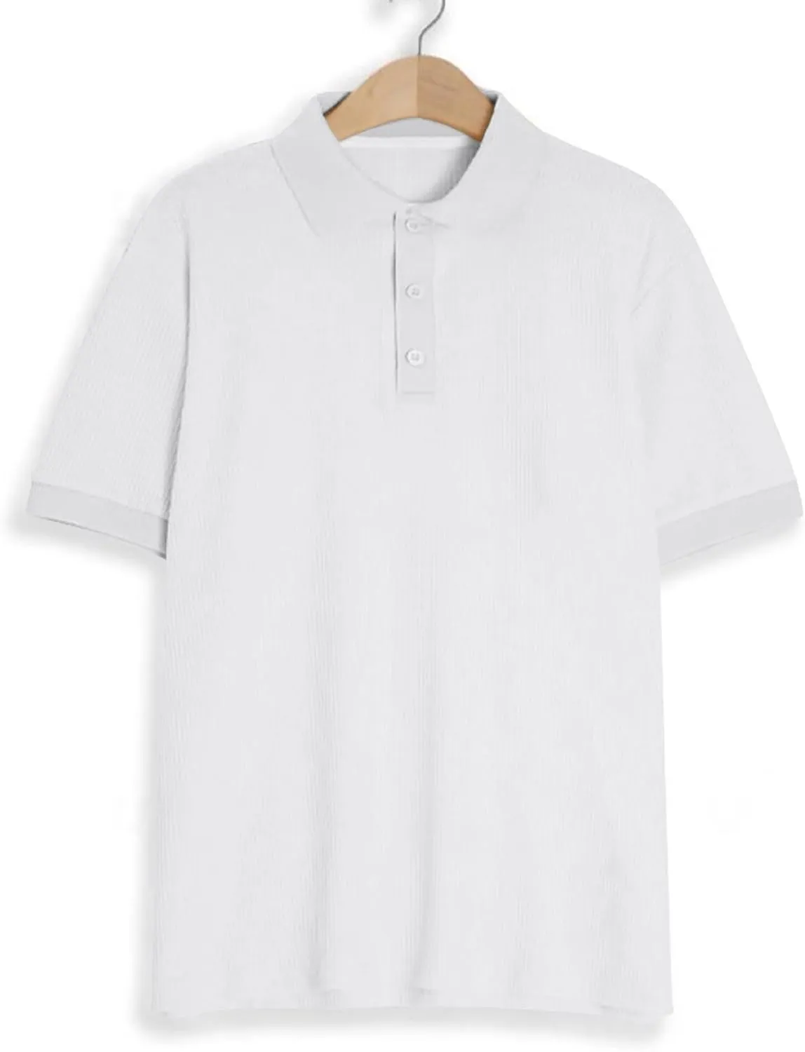Men's Waffle Knit Polo Shirts Summer Short Sleeve Texture Lightweight Golf Shirts Sweater Muscle T-Shirt Tops
