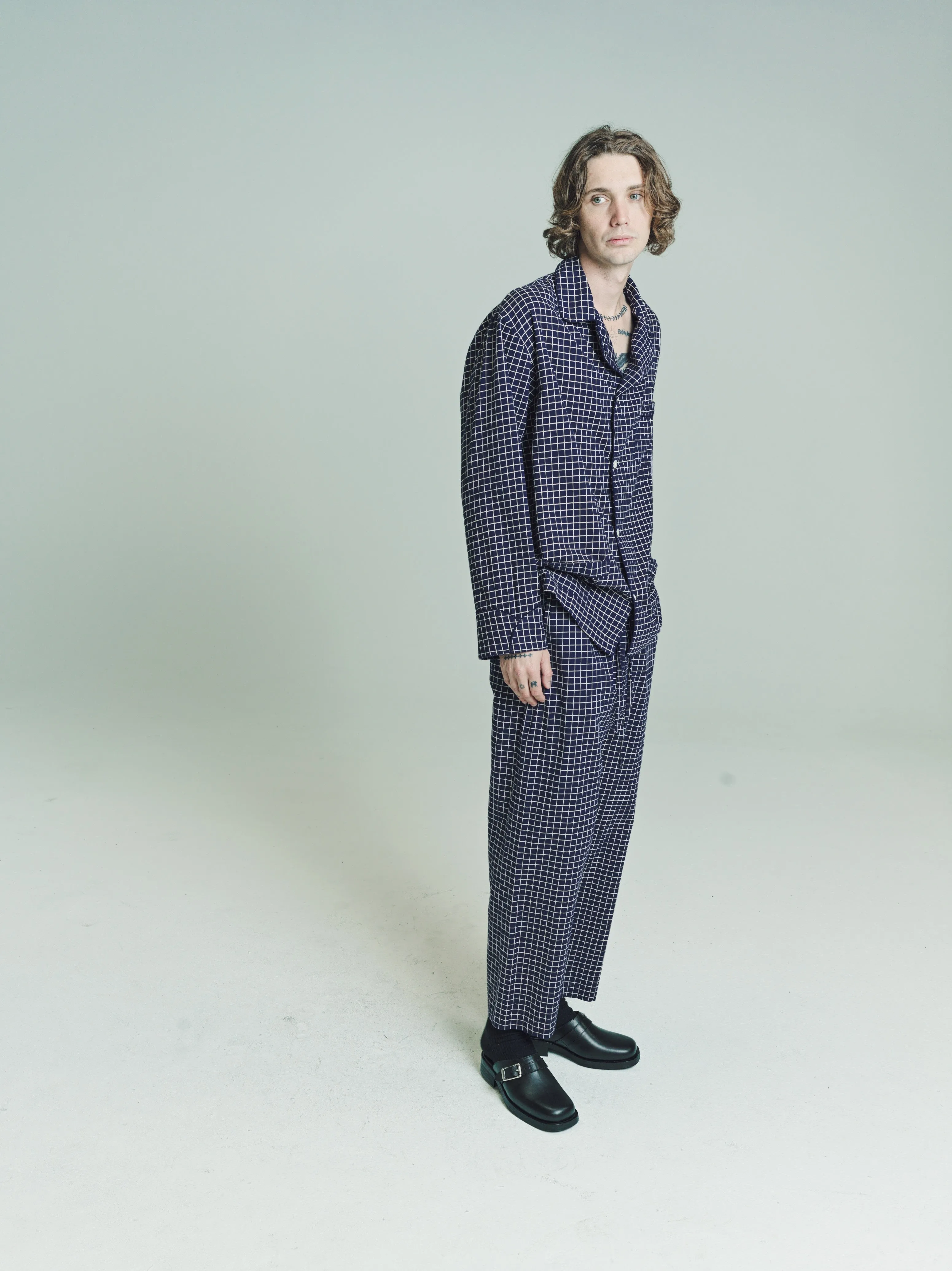 Midnight Grid Pajama Shirt