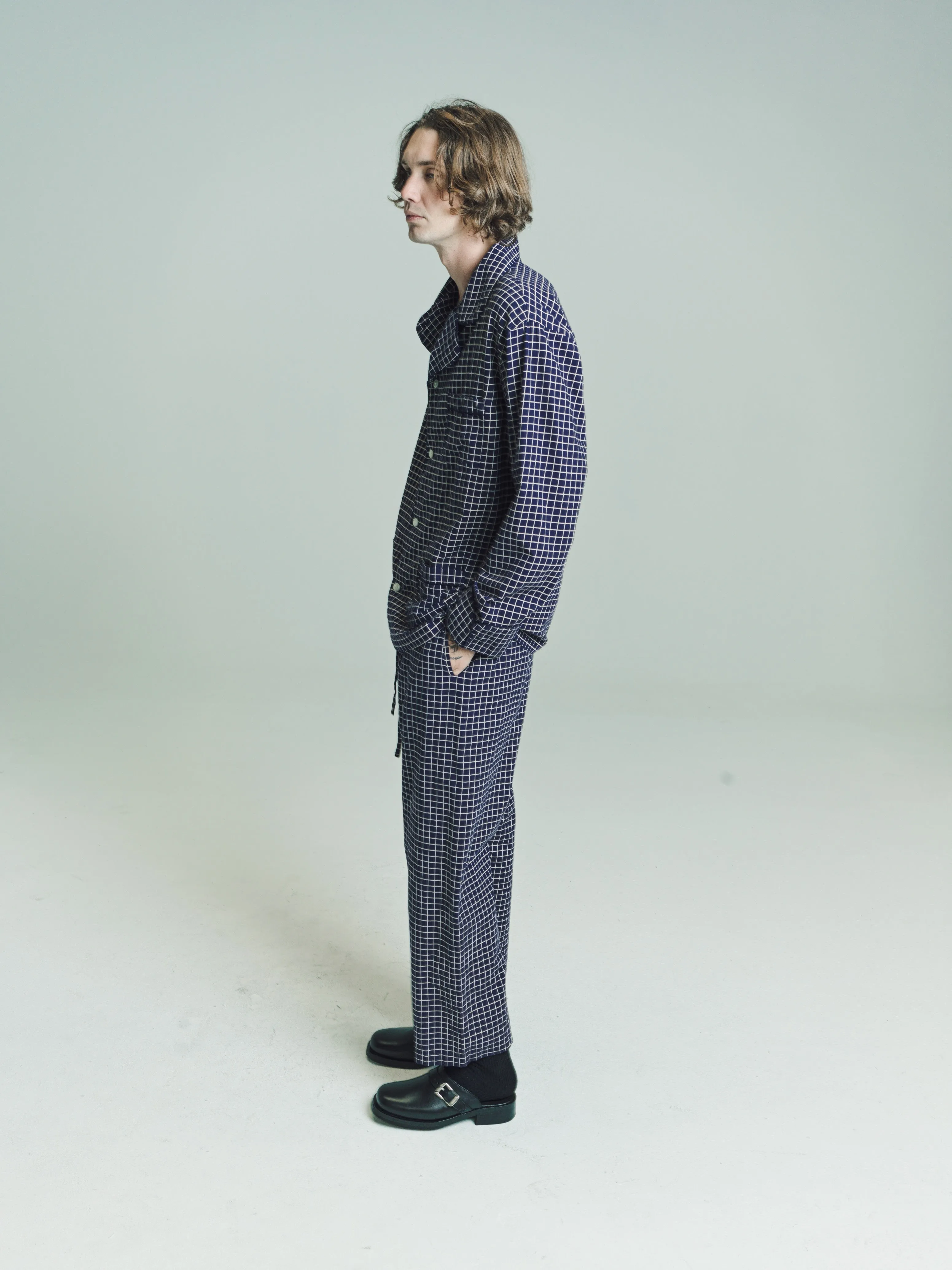 Midnight Grid Pajama Shirt