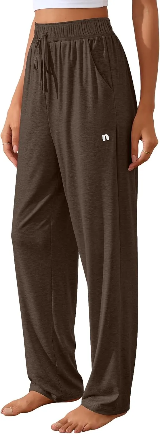 Neer 3 Pack Women's Wide Leg Pants High Waist Sweatpants Yoga Palazzo Drawstring Lounge Pajamas Jogger Pants with Pockets