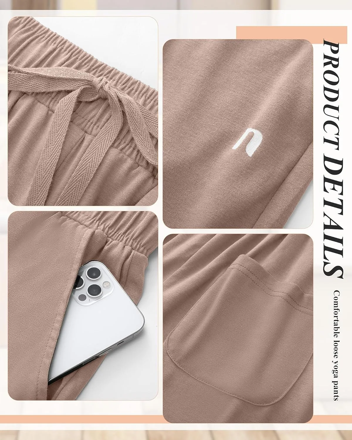 Neer 3 Pack Women's Wide Leg Pants High Waist Sweatpants Yoga Palazzo Drawstring Lounge Pajamas Jogger Pants with Pockets