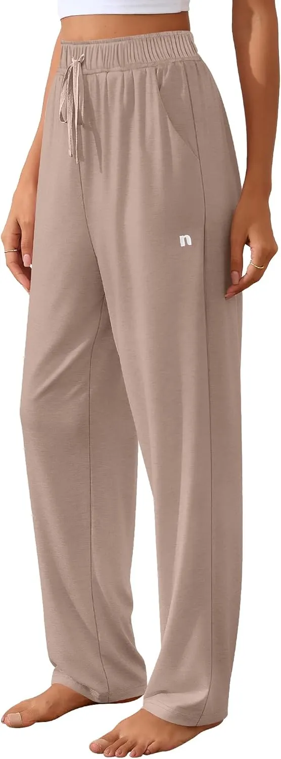 Neer 3 Pack Women's Wide Leg Pants High Waist Sweatpants Yoga Palazzo Drawstring Lounge Pajamas Jogger Pants with Pockets