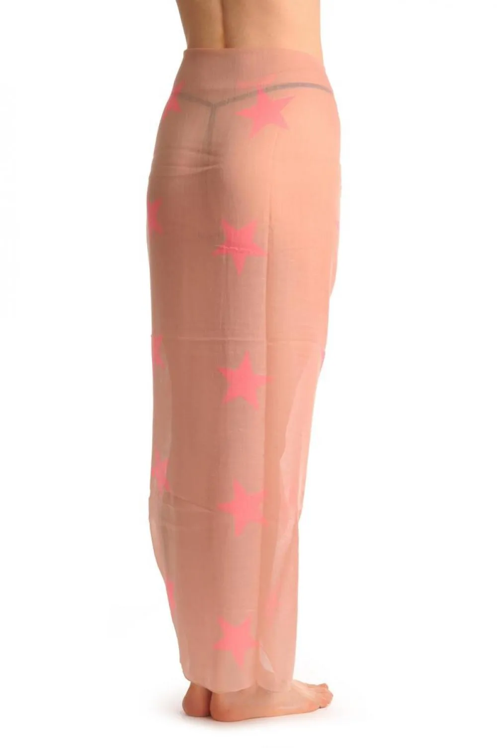 Neon Pink Stars On Soft Pink
