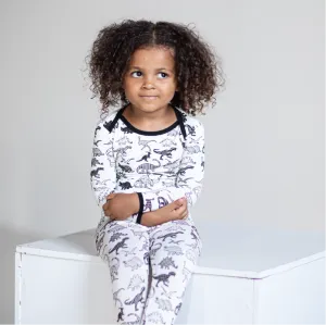 Peregrine Kidswear White Dino Toddler 2pc Pajama Set