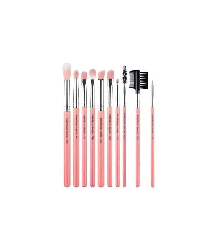 Pink Bambu Eyes Only 10pc. Brush Set with Roll-up Pouch