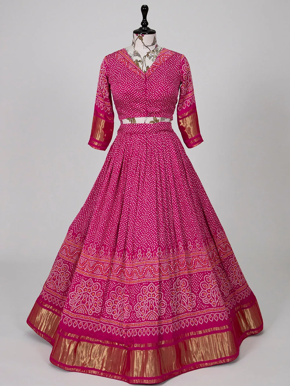 Pink Color Digital Print Pure Gaji Silk Lehenga Choli
