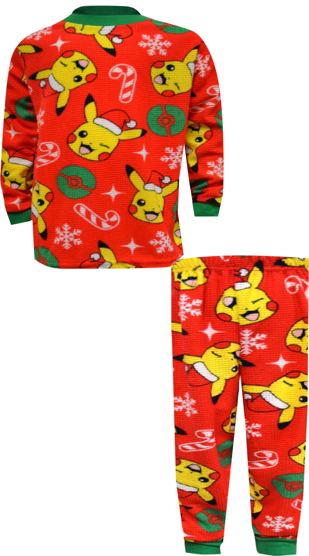 Pokemon Pikachu Holiday Red Christmas Waffle Fleece Pajamas