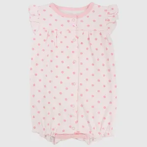 Polka Dots Ruffled Shoulders Romper