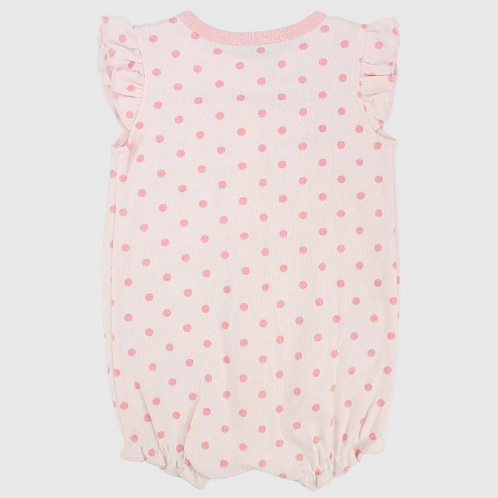 Polka Dots Ruffled Shoulders Romper