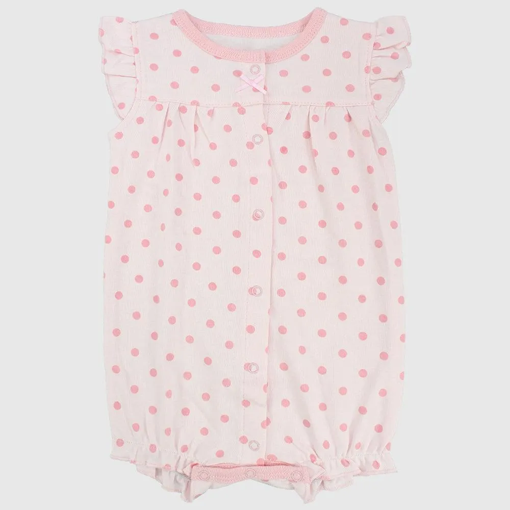 Polka Dots Ruffled Shoulders Romper