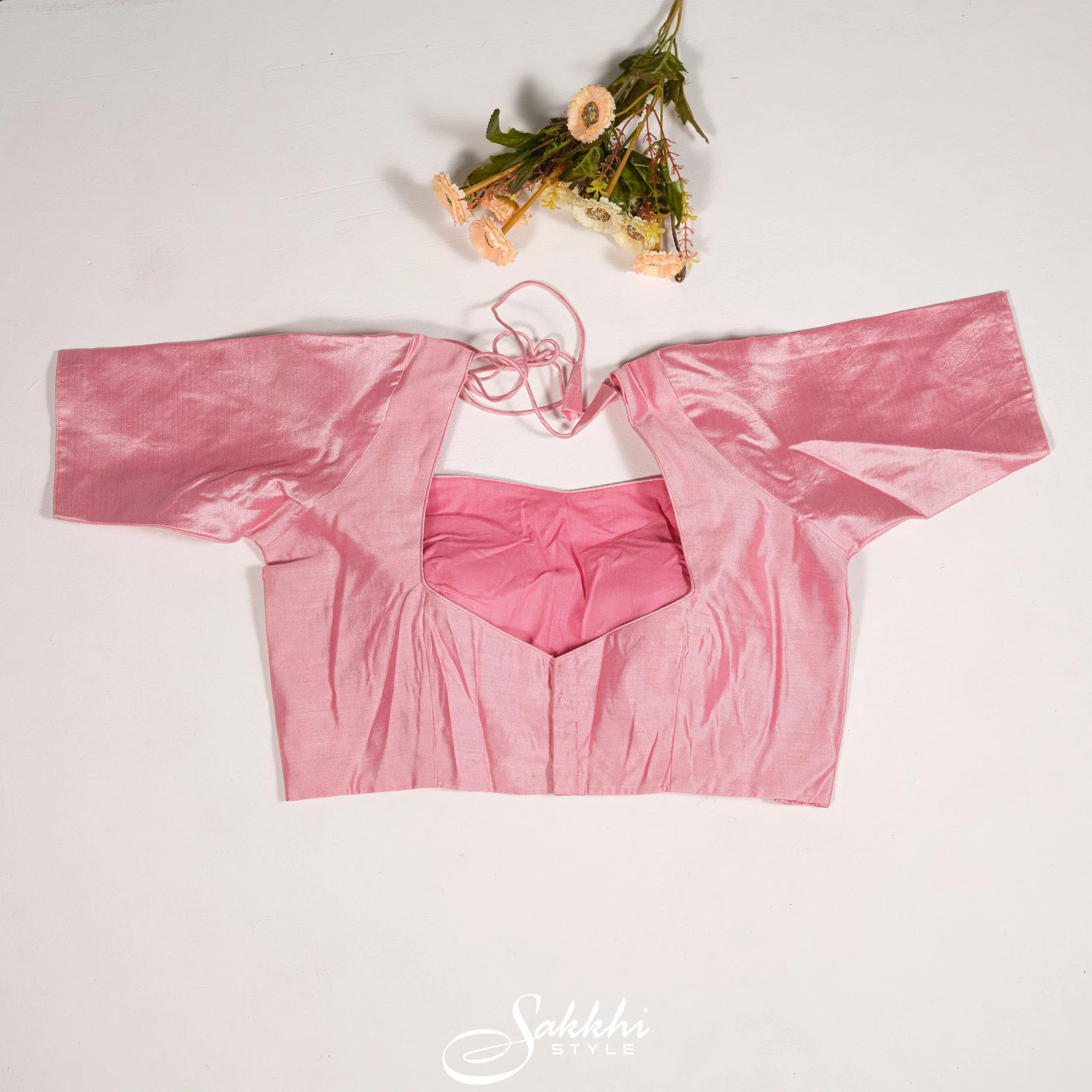 POWDER PINK EMBROIDERED TISSUE SAREE