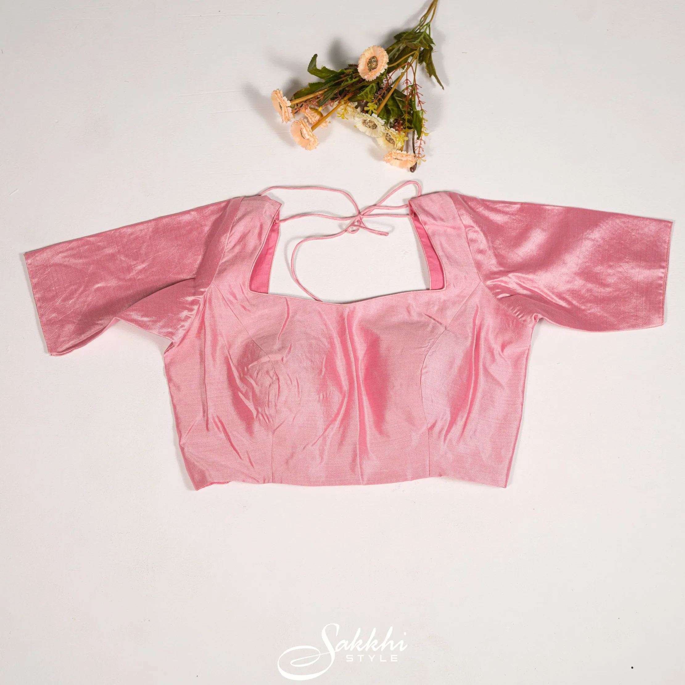 POWDER PINK EMBROIDERED TISSUE SAREE