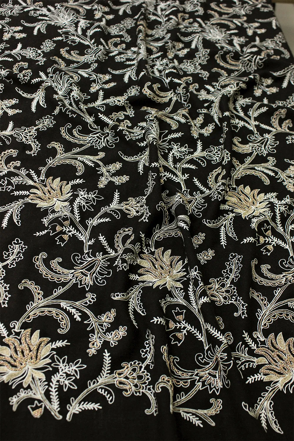 Princess Lotus | Embroidered Pure Cashmere Stole