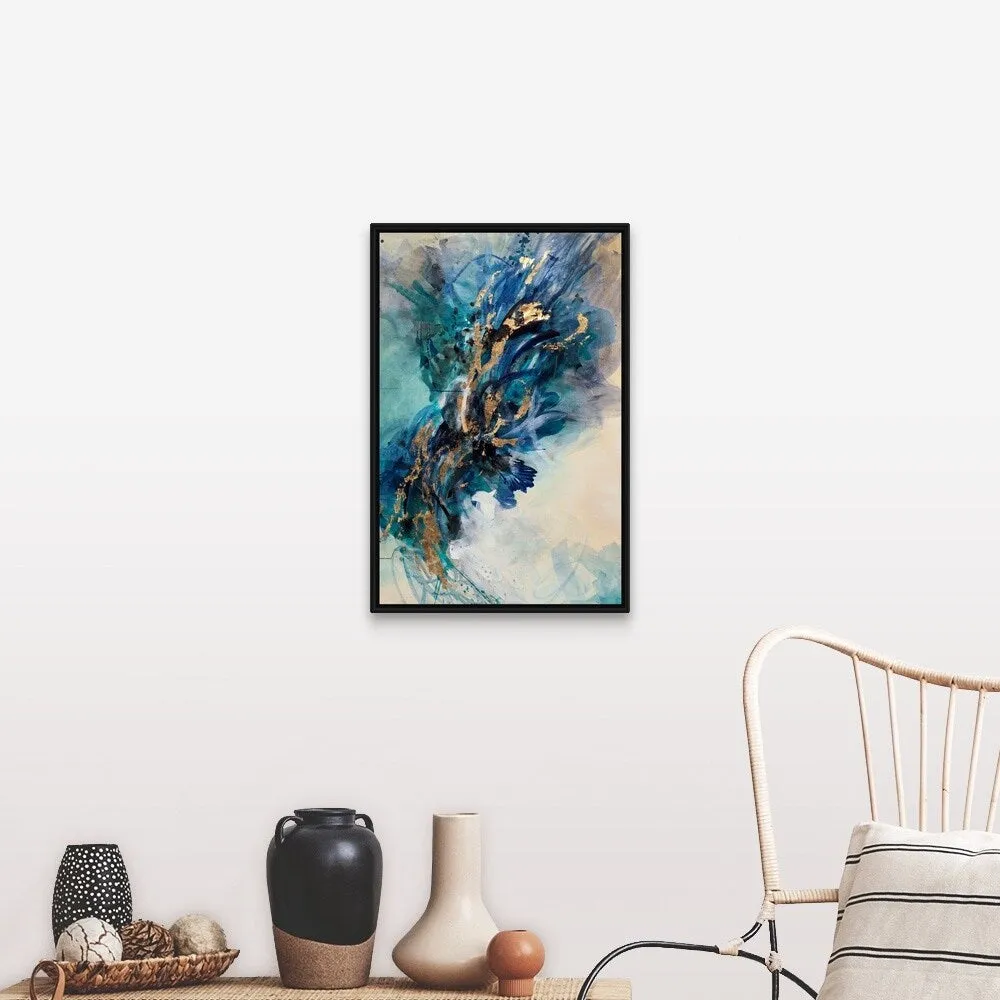 "Accumulation Of Gold II" Black Float Frame Canvas Art