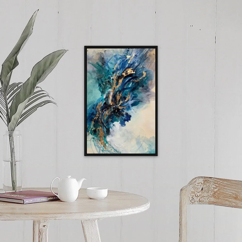 "Accumulation Of Gold II" Black Float Frame Canvas Art