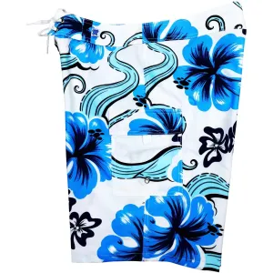 "Tail Spin" (White) Womens Board Shorts - Regular Rise / 10.5" Inseam