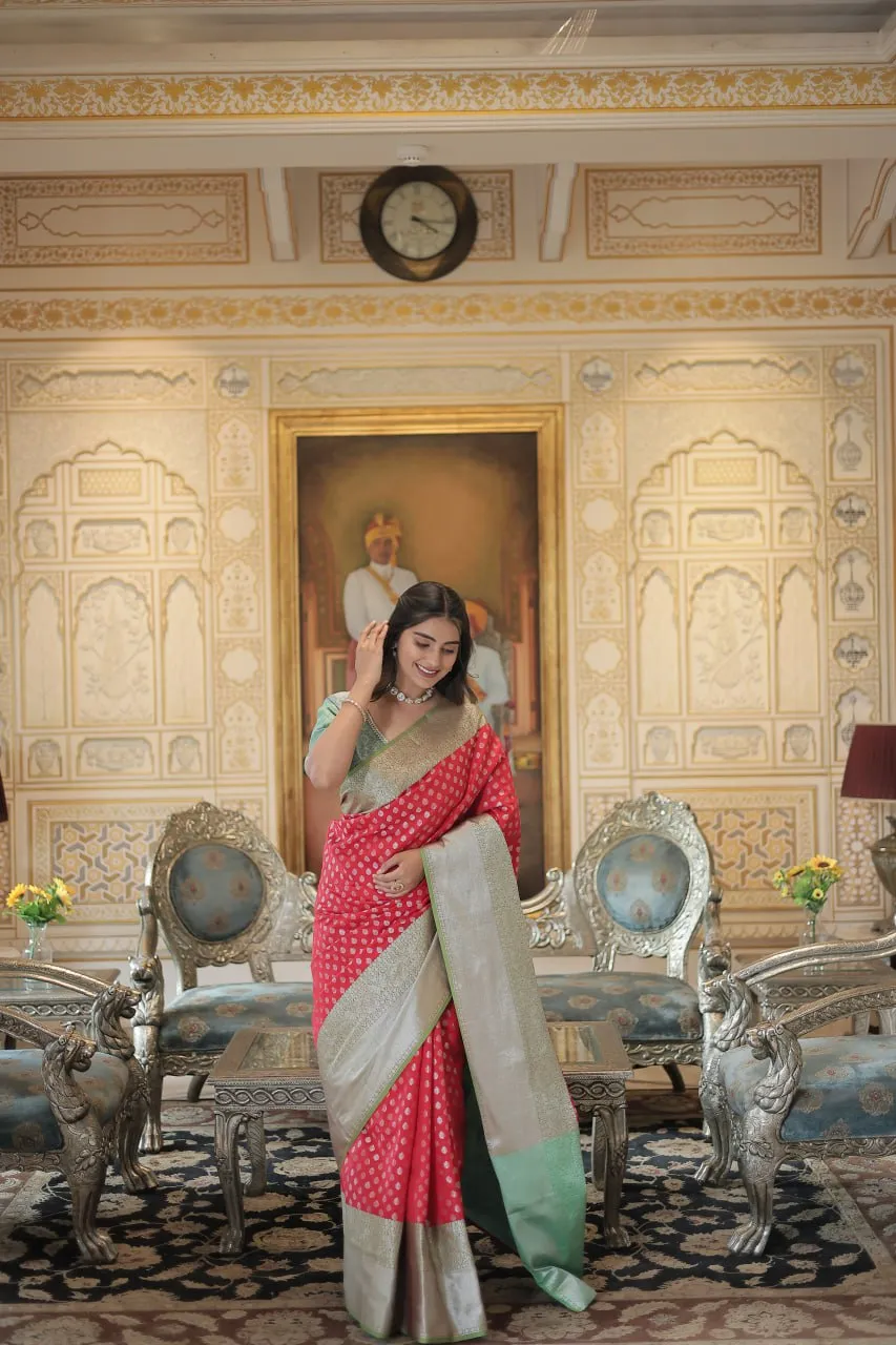 Red Classic Kanjivaram Silk Saree with Zari Weaving
