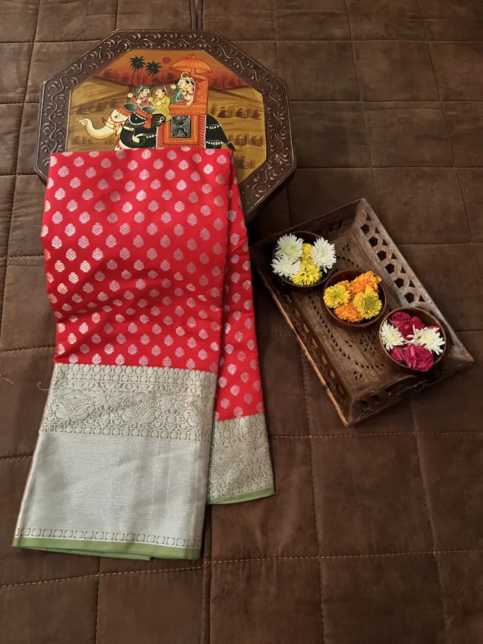 Red Classic Kanjivaram Silk Saree with Zari Weaving