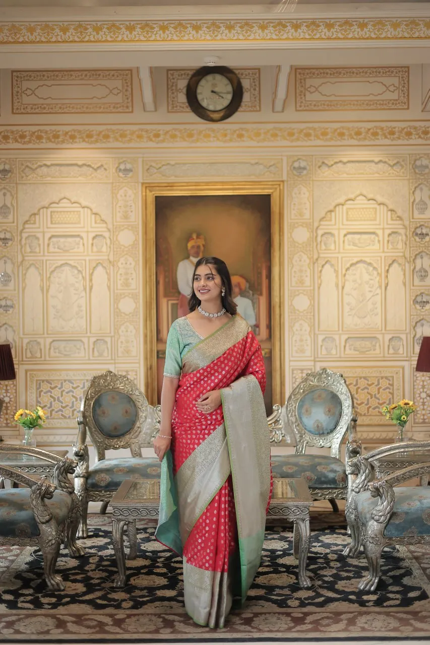 Red Classic Kanjivaram Silk Saree with Zari Weaving