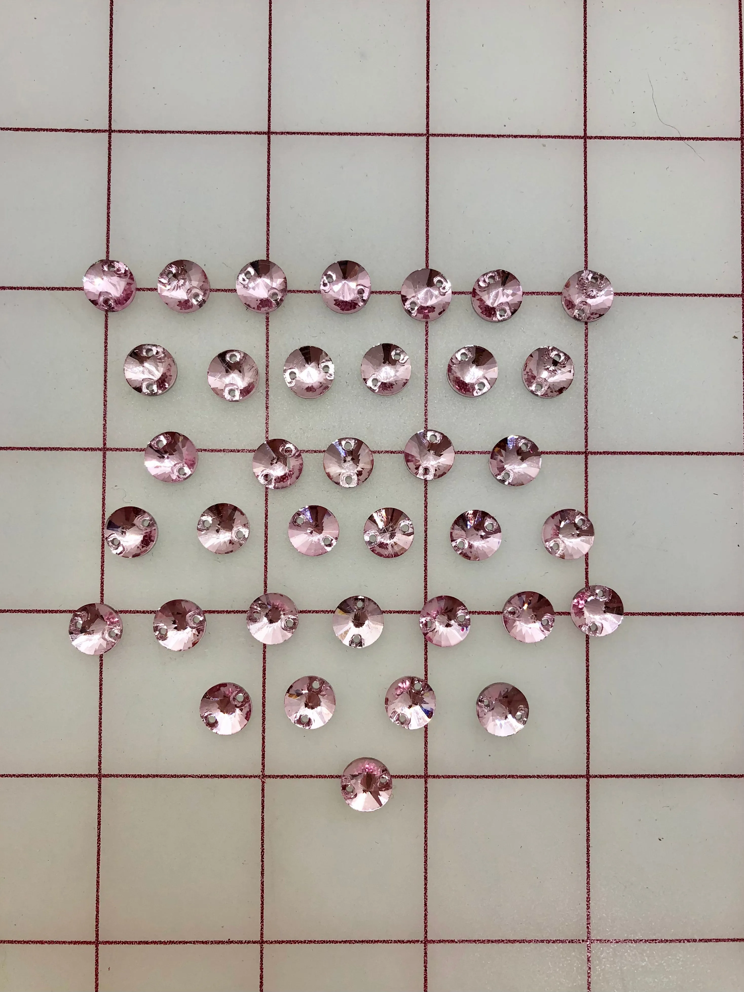 Rhinestones - 8mm Czech "Bright-Cut" Light Rose Round Sew-On