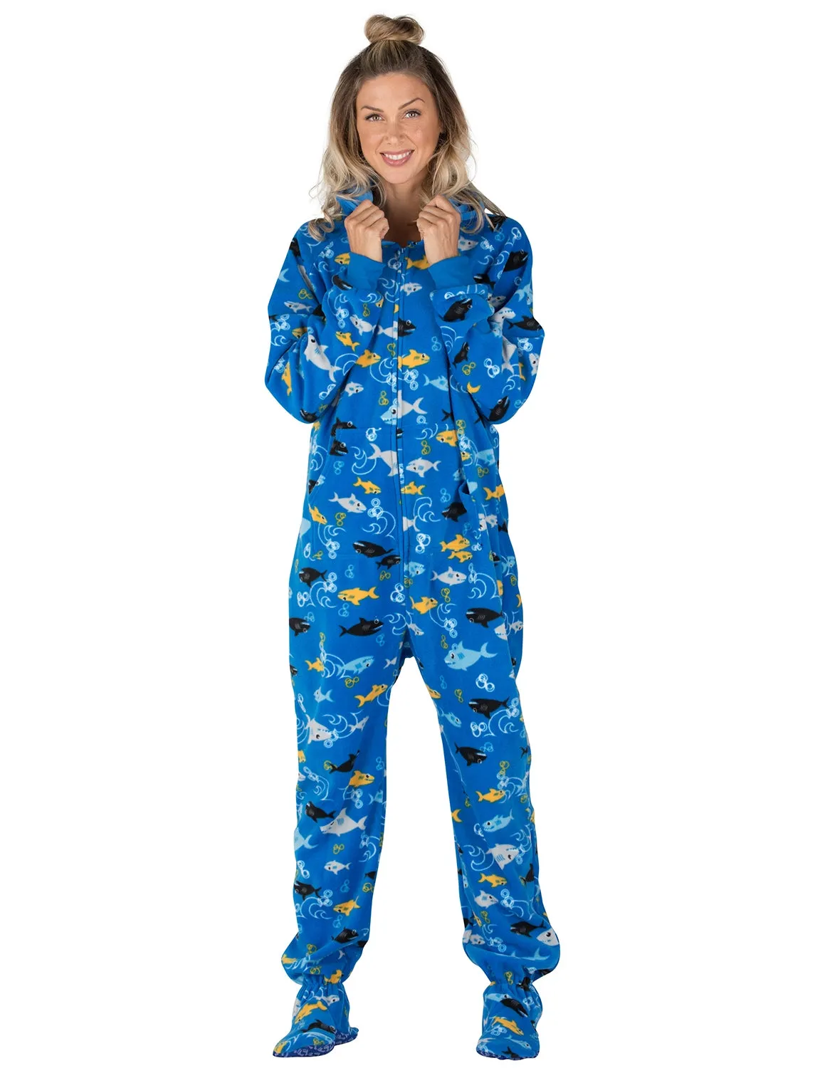 Shark Frenzy Adult Hoodie Fleece Onesie