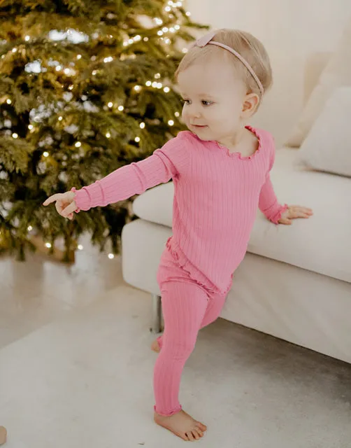 Shirring Real Peach Long Sleeve Pajama