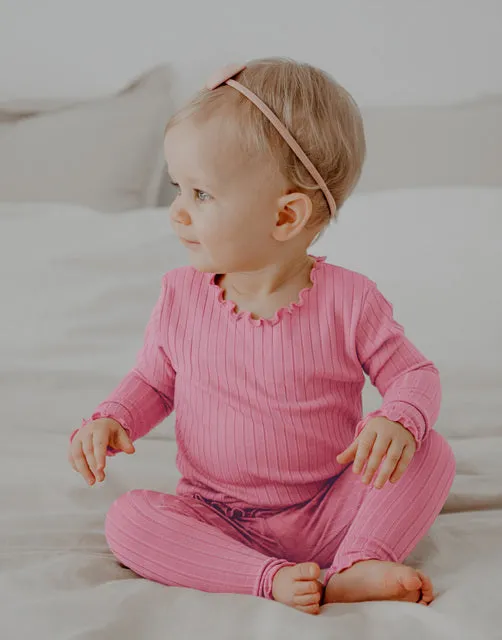 Shirring Real Peach Long Sleeve Pajama