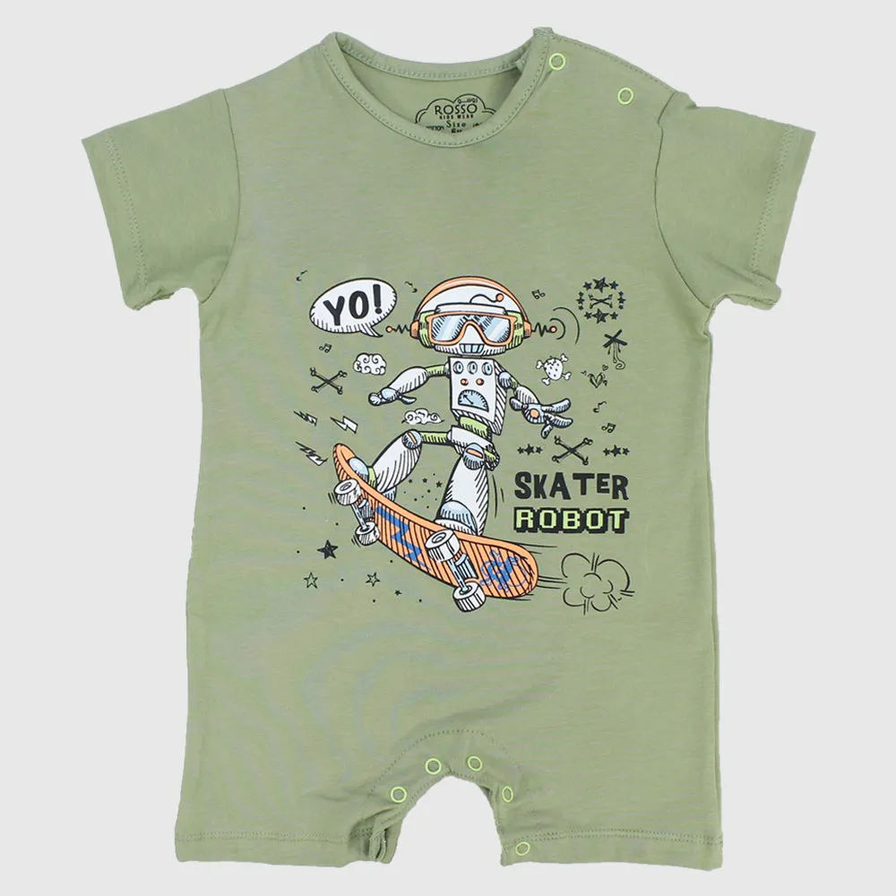 Skater Robot Short-Sleeved Romper
