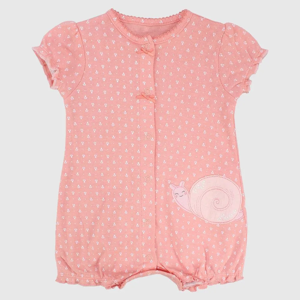 Sleepy Snail Ruffled Shoulders Romper