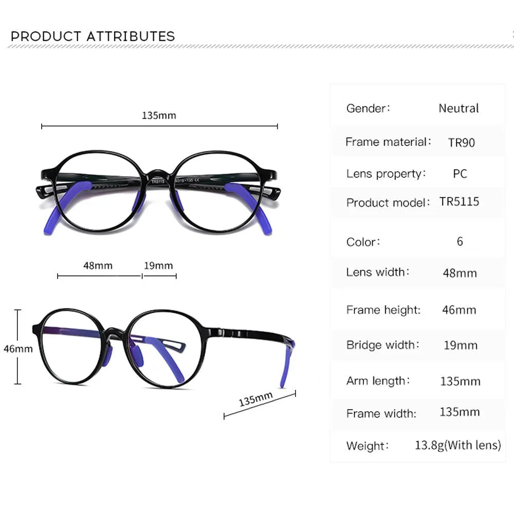 Smart - (Age 5-13)Children Non-slip Blue Light Blocking Glasses-Transparent Dark Green
