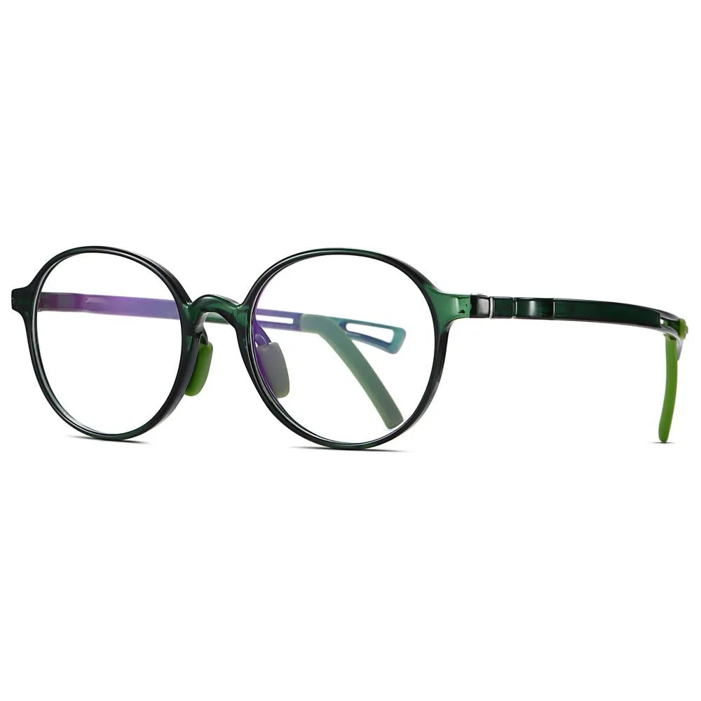 Smart - (Age 5-13)Children Non-slip Blue Light Blocking Glasses-Transparent Dark Green