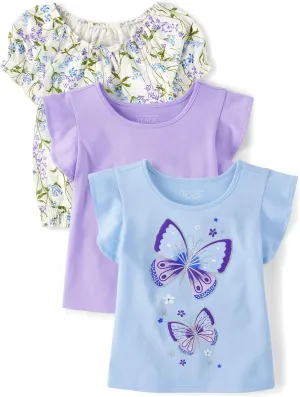 The Children's Place Baby Girls' and Toddler Short Sleeve Flutter Shirt